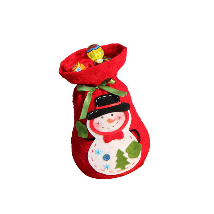 Santa Gift Bag Xmas Treat Sack Bag with Snowman Pattern Christmas Candy Present Socks Christmas Supply